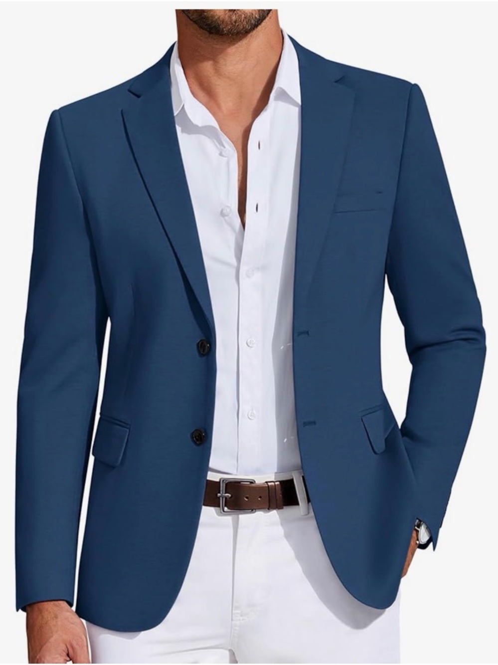 Men's Tailored Blue Blazer Button Sport Coat